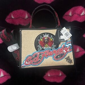 Ed Hardy Tattoo Print Rhinestone Bag New